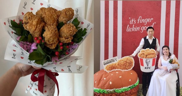 Finger lickin’ good wedding: KFC sponsors part of couple’s big day with fried chicken bouquet, photo booth and more, Lifestyle News