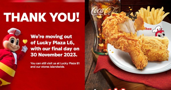 End of an era: Singapore’s first ever Jollibee at Lucky Plaza to move out after 10 years, Lifestyle News